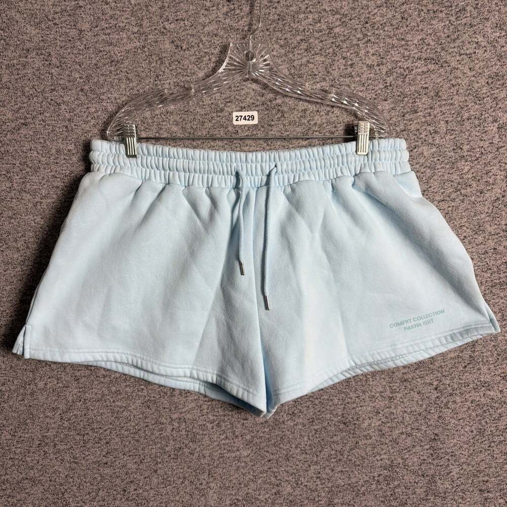 COMFRT Womens 2XL Blue Cotton Blend 2.5" Inseam Drawstring Sweat Shorts
